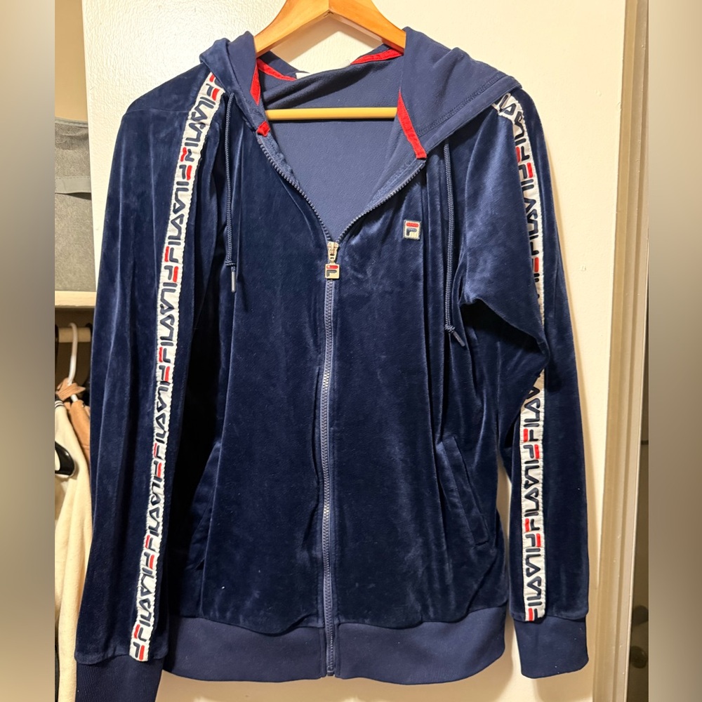 Fila Women's Deep Blue Velour Hoodie